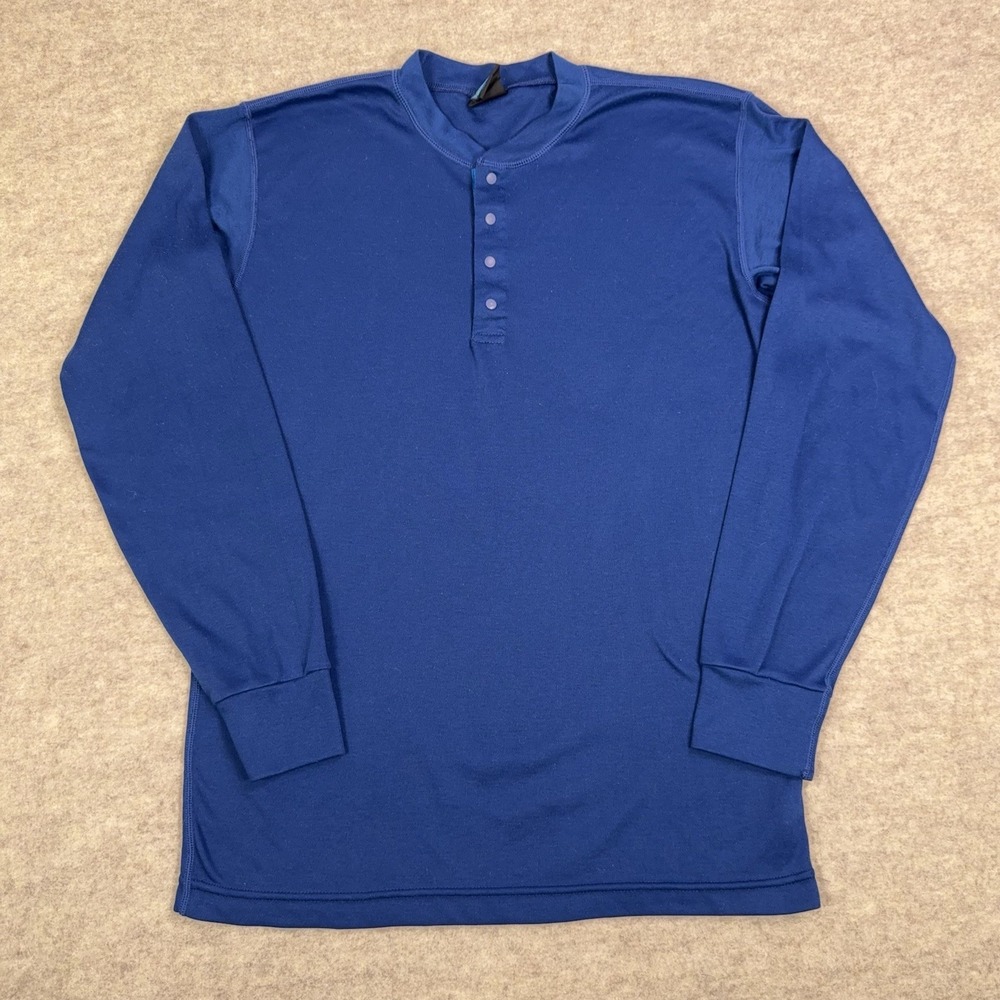 Vintage Patagonia Capilene Shirt Medium Midweight Snap Henley Blue Made in USA